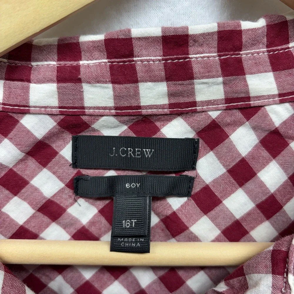 J.Crew Mens Lightweight Shirt Button‎ Down Long Sleeve Gingham Checkered sz  16T